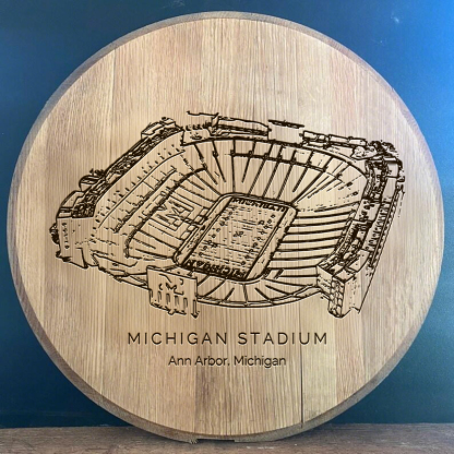 Michigan Stadium Laser-Engraved Barrel Heads