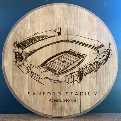 Sanford Stadium Laser-Engraved Barrel Heads