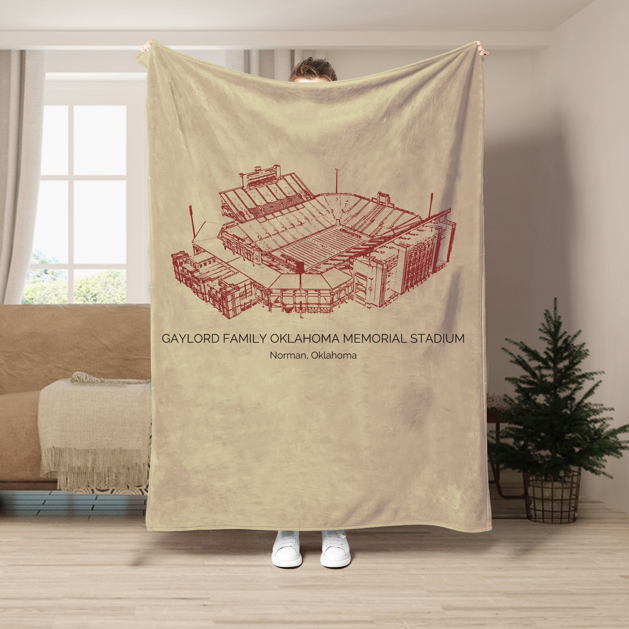 Gaylord Family Oklahoma Memorial Stadium - College Football Blanket