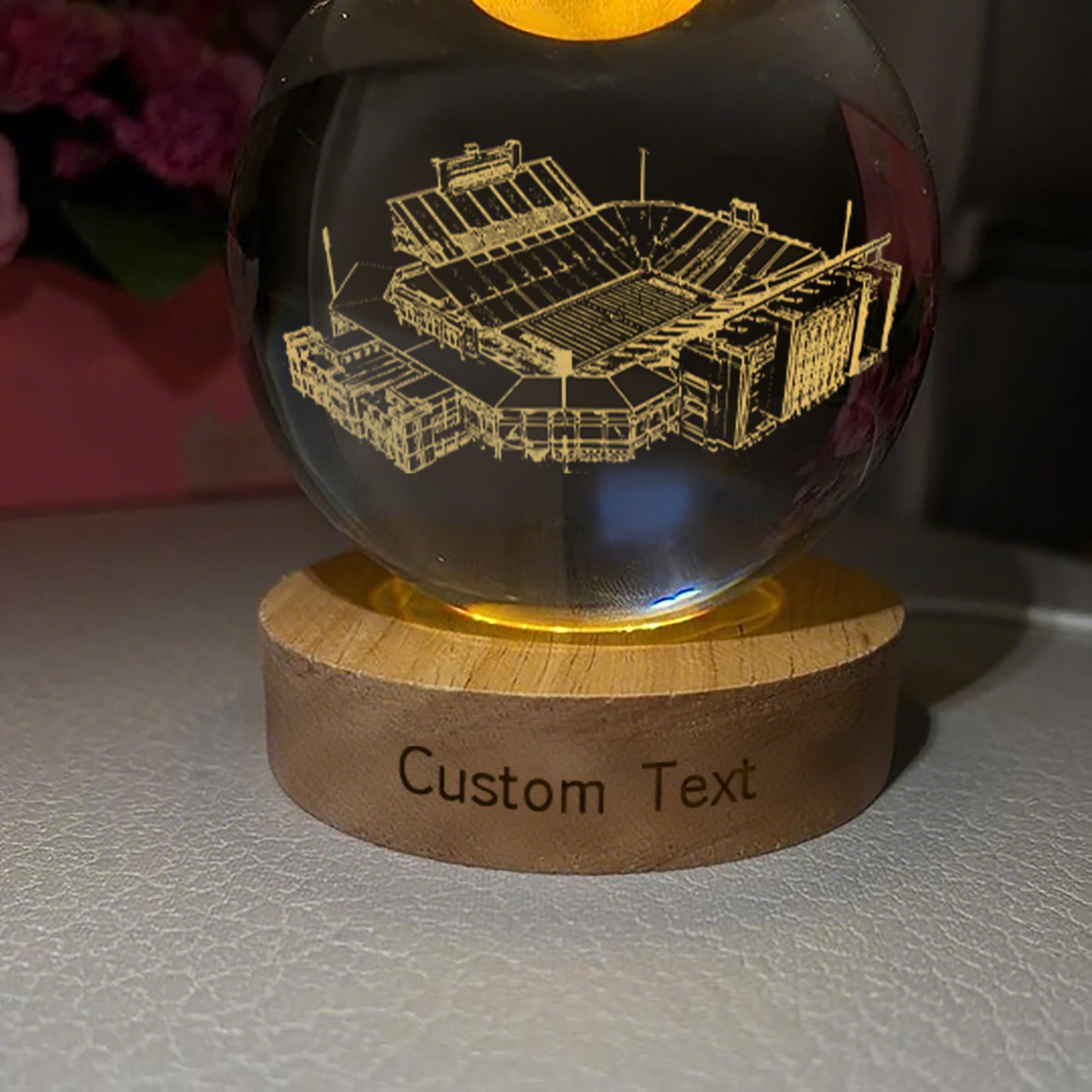 Oklahoma Memorial Stadium 3D Spherical Crystal Lamp