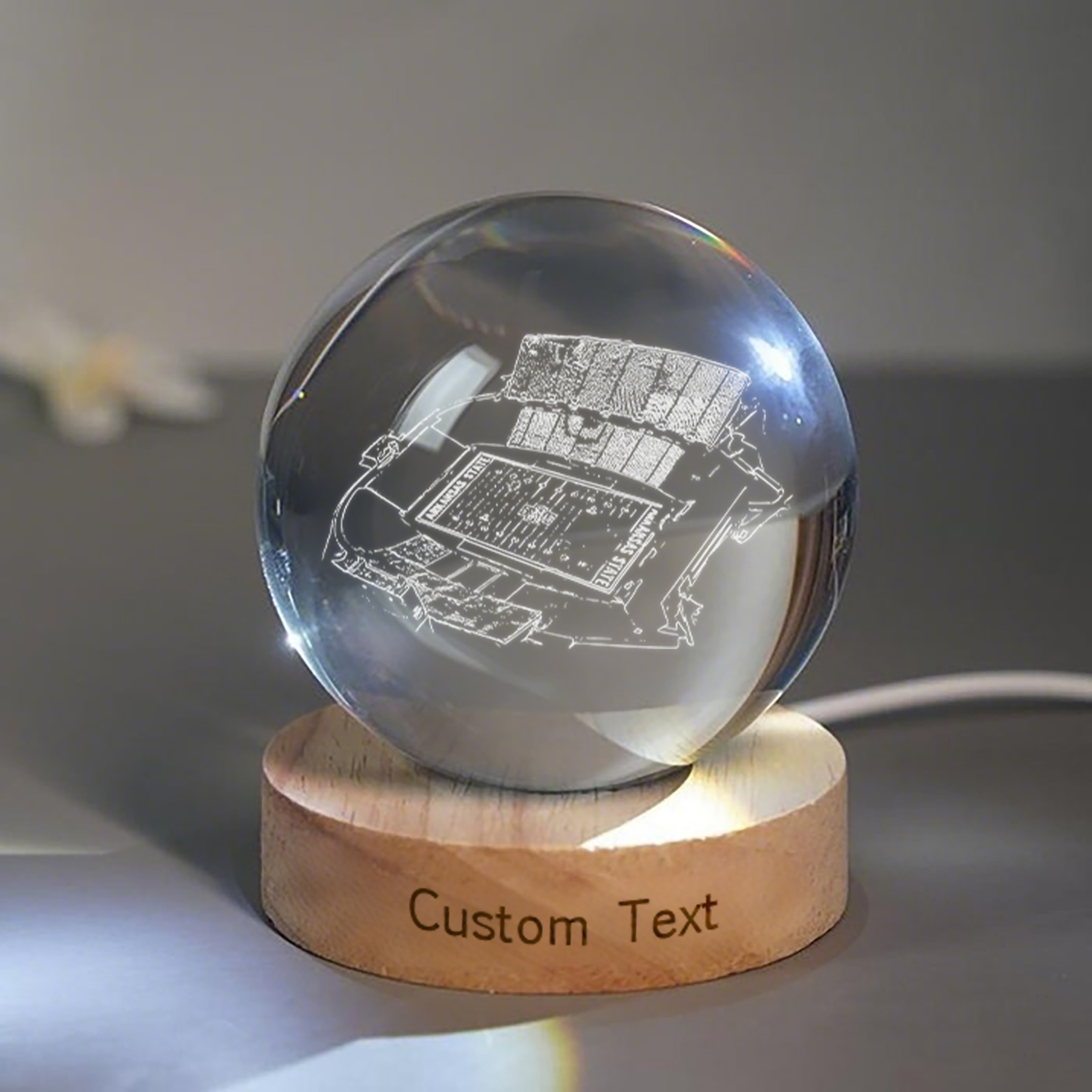 Centennial Bank Stadium 3D Spherical Crystal Lamp