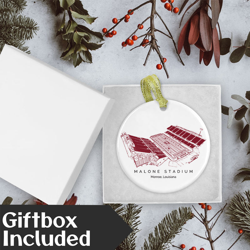 Malone Stadium College Football Ceramic Christmas Ornament