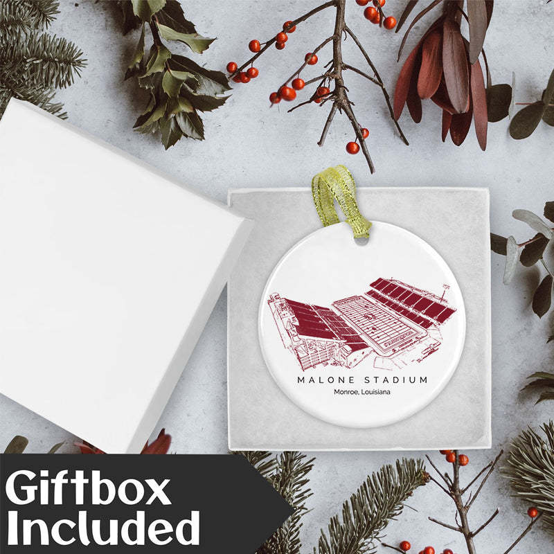 Malone Stadium College Football Ceramic Christmas Ornament