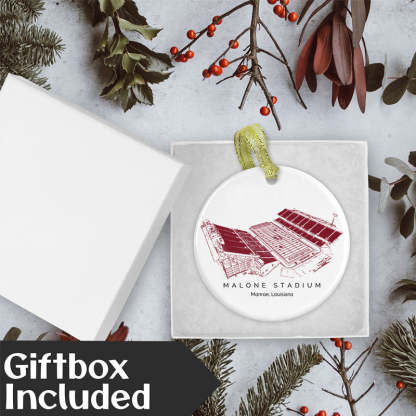 Malone Stadium College Football Ceramic Christmas Ornament