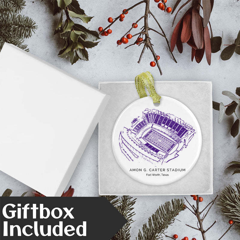 Amon G. Carter Stadium College Football Ceramic Christmas Ornament
