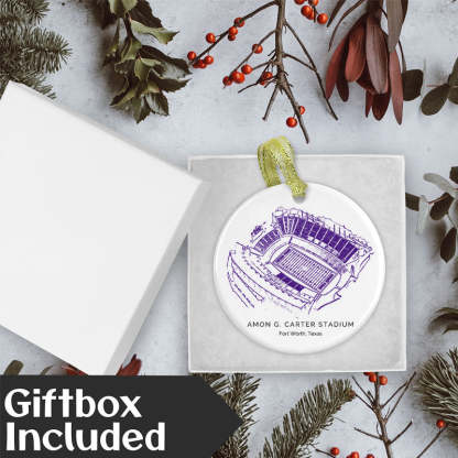 Amon G. Carter Stadium College Football Ceramic Christmas Ornament