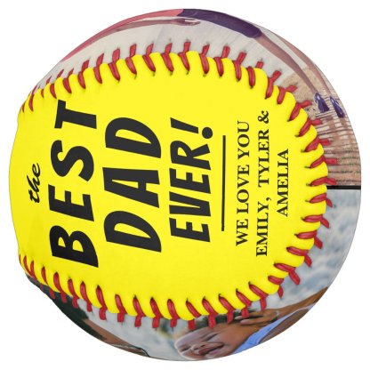 Yellow Best Dad Ever 2 Photo Collage Softball
