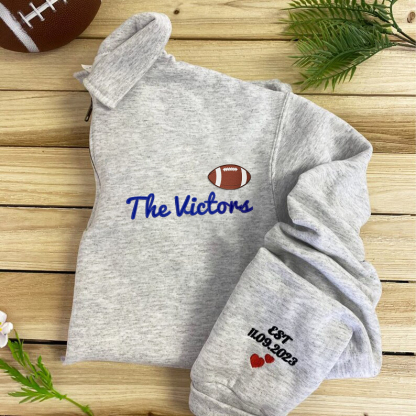 Custom Embroidered Vintage Zipper Hoodie With Sports Icon