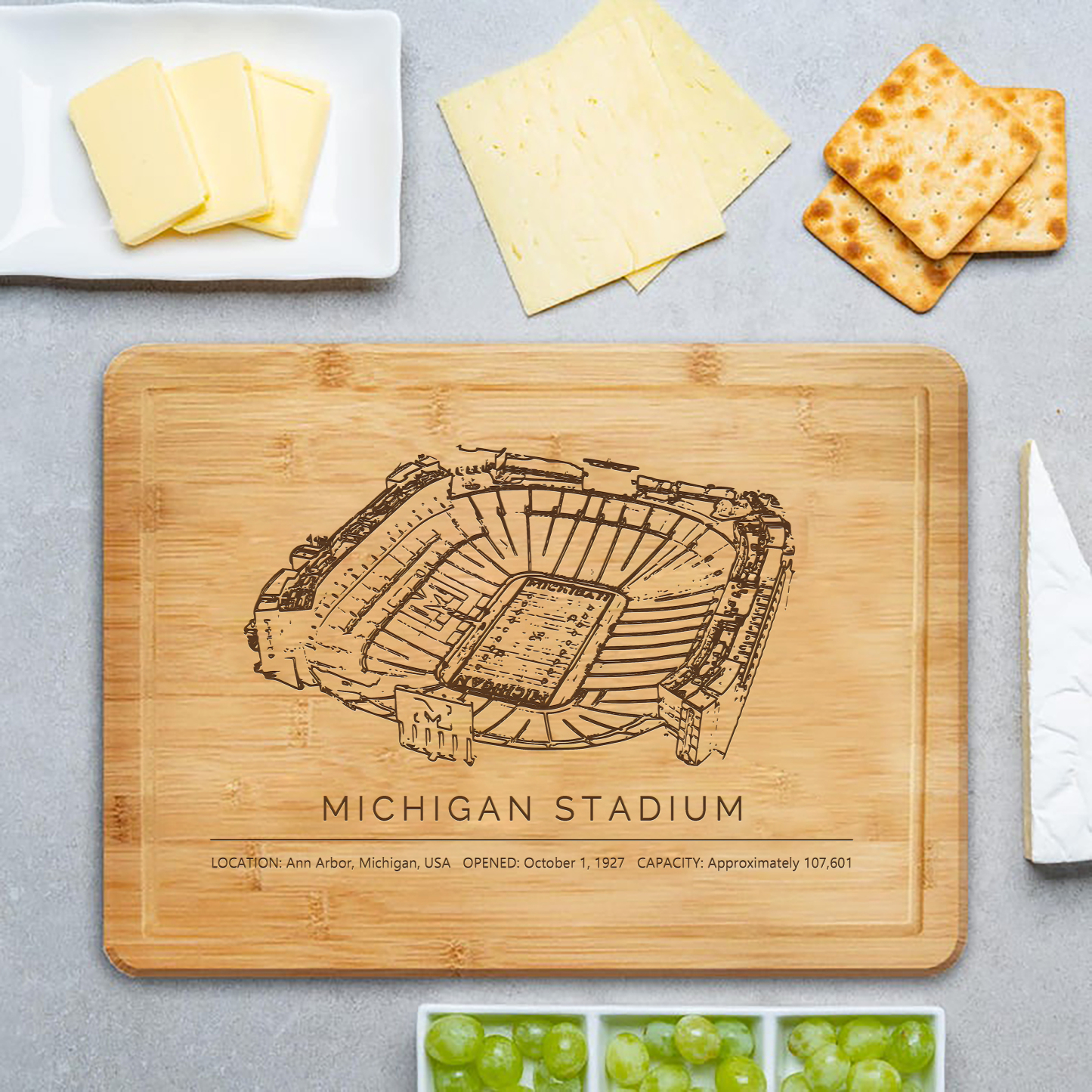 Michigan Stadium Laser Engraved Chopping Board.