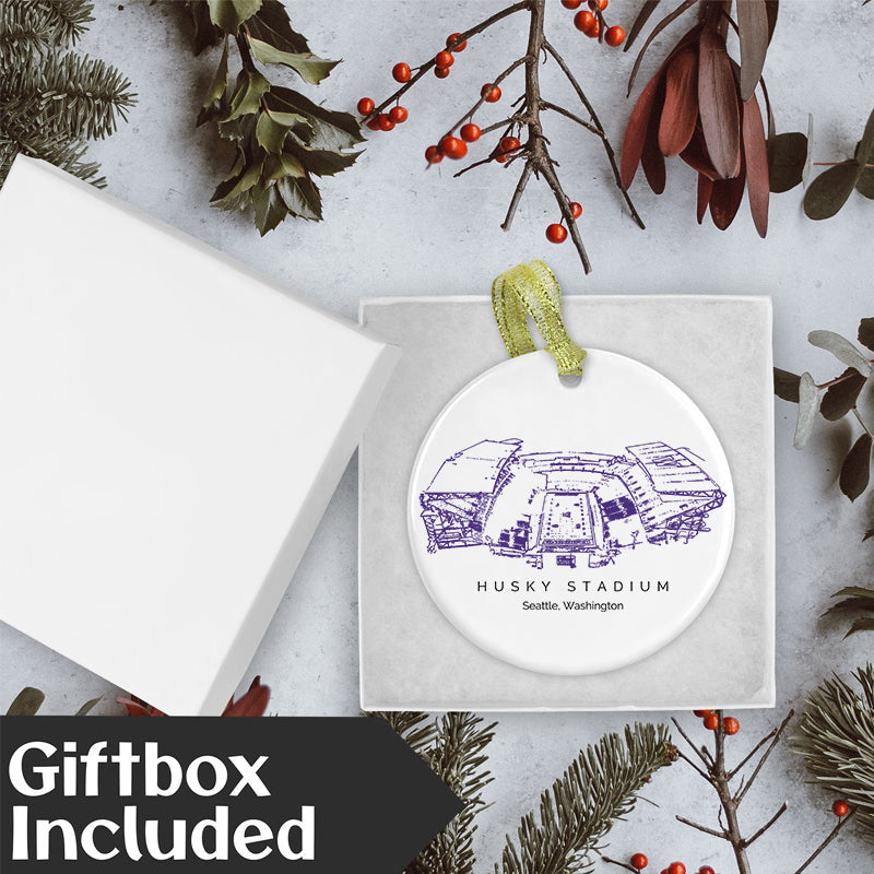 Husky Stadium College Football Ceramic Christmas Ornament
