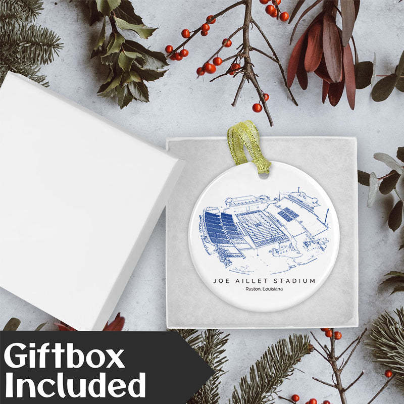 Joe Aillet Stadium College Football Ceramic Christmas Ornament