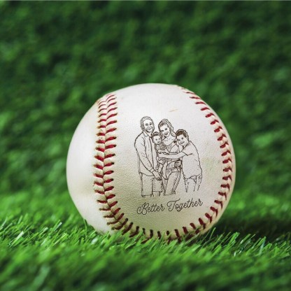 Custom Photo Better Together Family – Custom Engraved Baseball, Unique Gift For Dad, Mom Keepsake