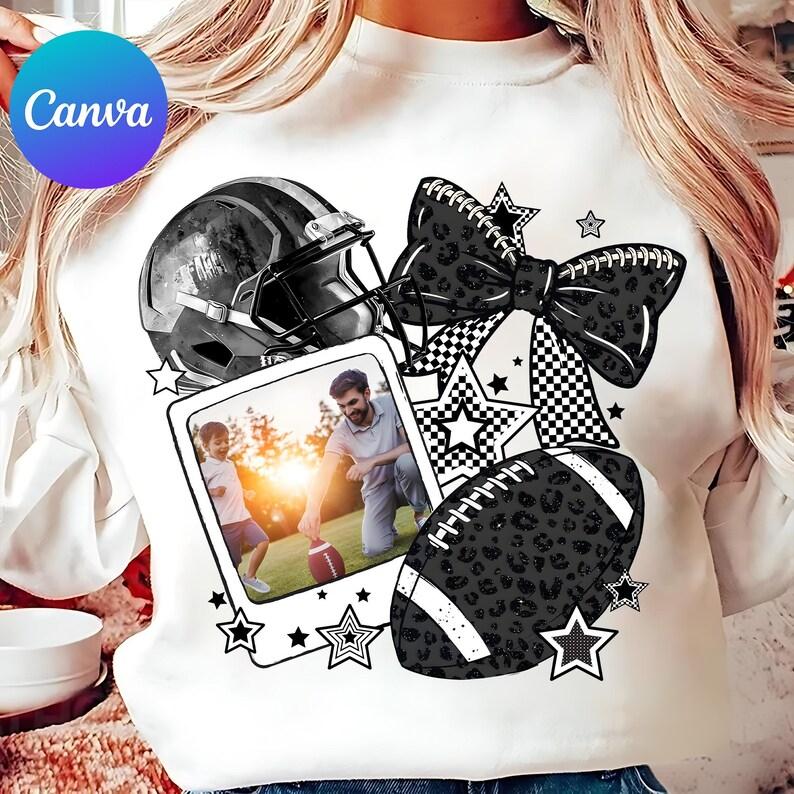 Customized Black And White Campus Football Photo Sweatshirt To Record Wonderful Moments