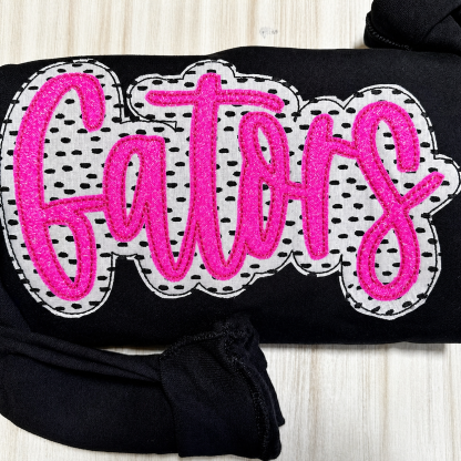 Personalized School Spirit Applique Sweatshirt with Glitter Embroidery & Custom Team Name-Game Day Style