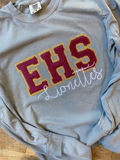 Customized Glitter Campus Team Lettering Embroidered Sweatshirt