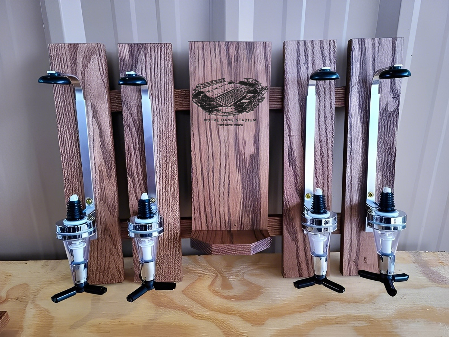Wall Mounted Liquor Dispenser - Personalized Notre Dame Stadium Whiskey, Tequila And Bourbon Dispenser For Bar Decor