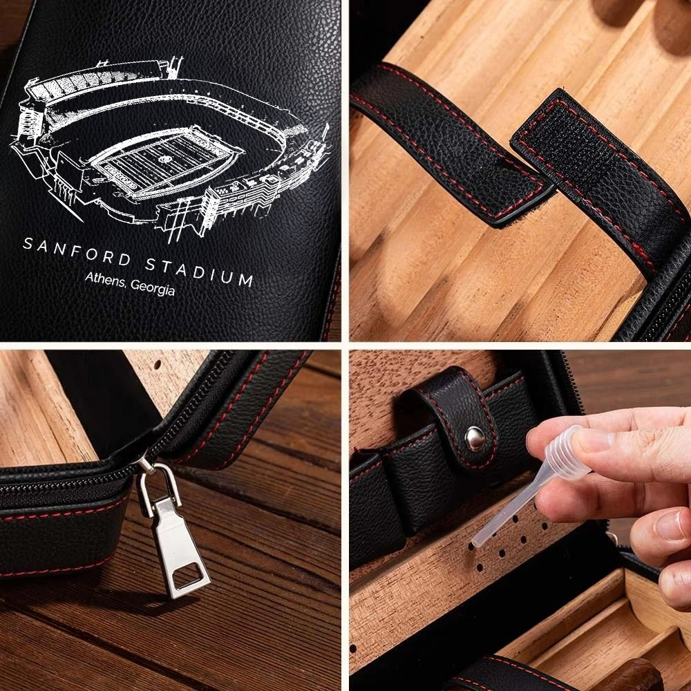 Personalized Sanford Stadium Portable Cigar Humidor Case, The Perfect Christmas Gift For Men's Cigar Lovers.
