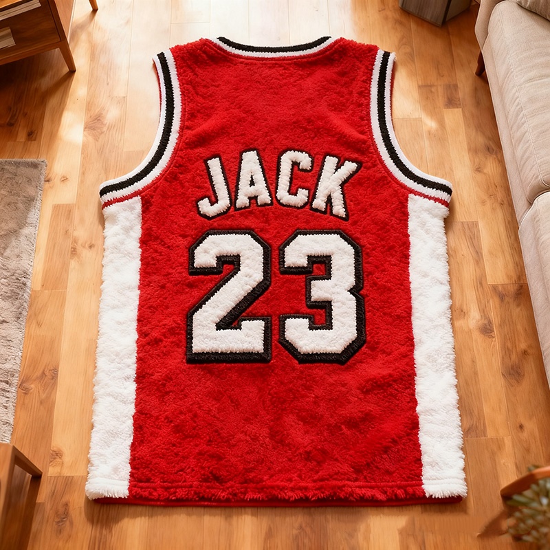 Personalized Basketball Jersey Rug With Custom Name And Number For Fans And Players