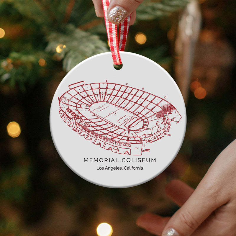 Los Angeles Memorial Coliseum College Football Ceramic Christmas Ornament