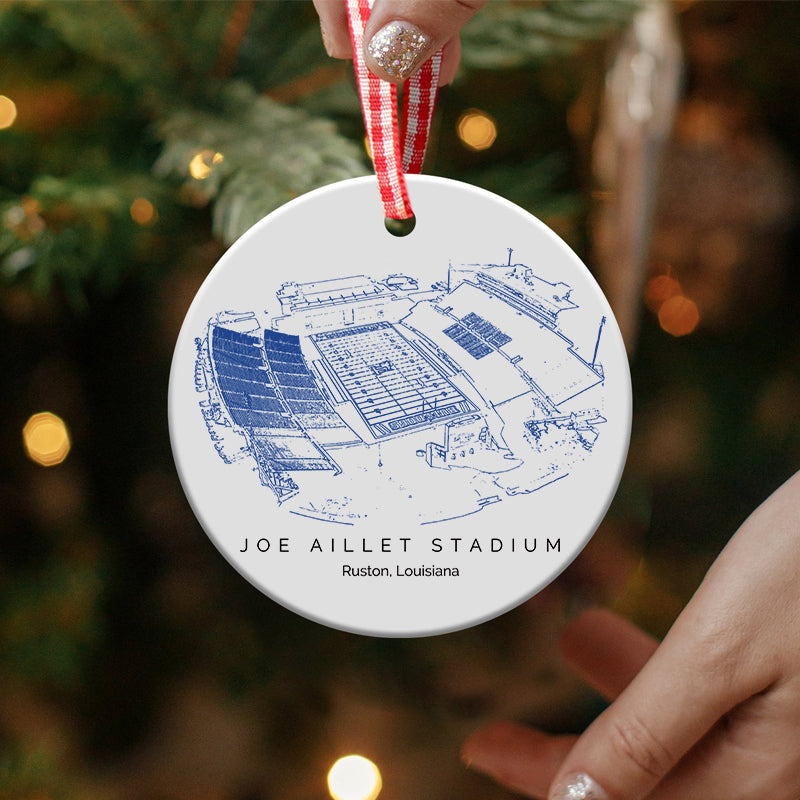 Joe Aillet Stadium College Football Ceramic Christmas Ornament