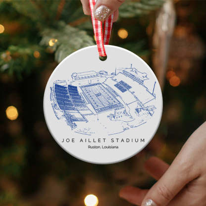 Joe Aillet Stadium College Football Ceramic Christmas Ornament