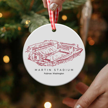 Martin Stadium College Football Ceramic Christmas Ornament