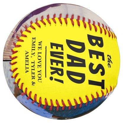 Yellow Best Dad Ever 2 Photo Collage Softball
