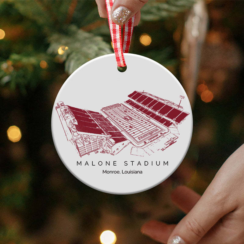 Malone Stadium College Football Ceramic Christmas Ornament