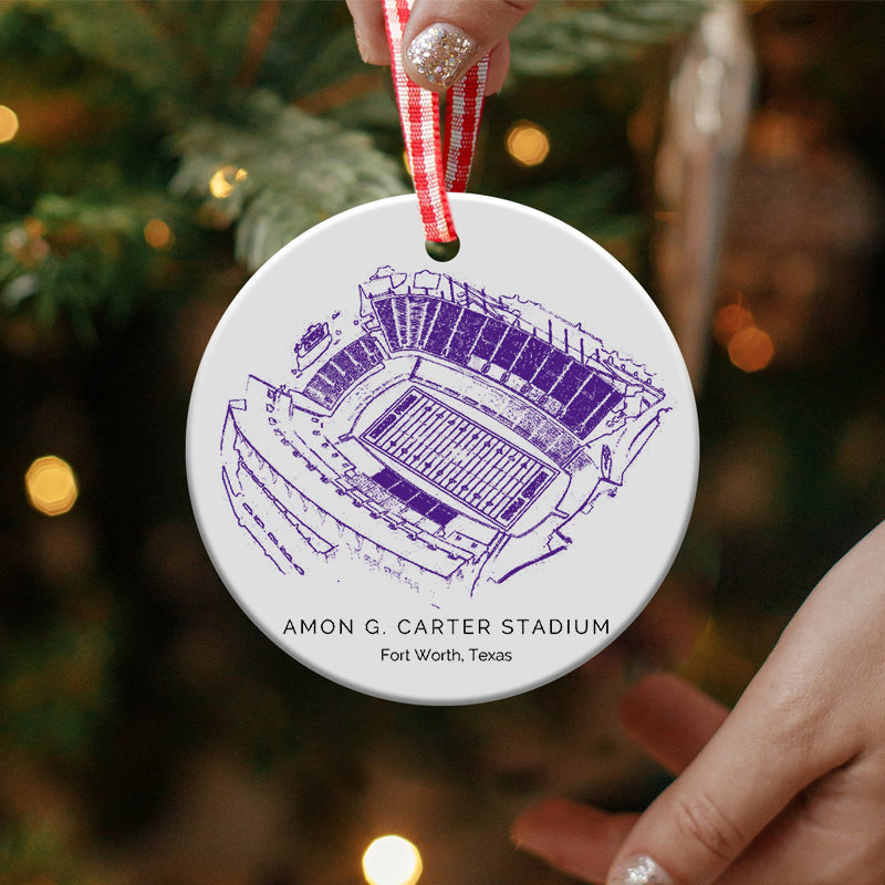 Amon G. Carter Stadium College Football Ceramic Christmas Ornament