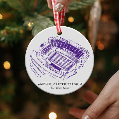 Amon G. Carter Stadium College Football Ceramic Christmas Ornament