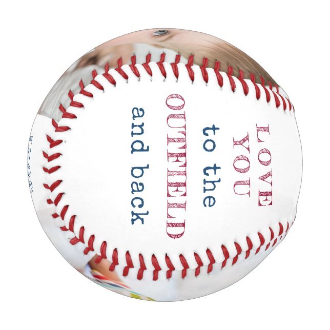 Love you to the Outfield and Back White Photo Baseball