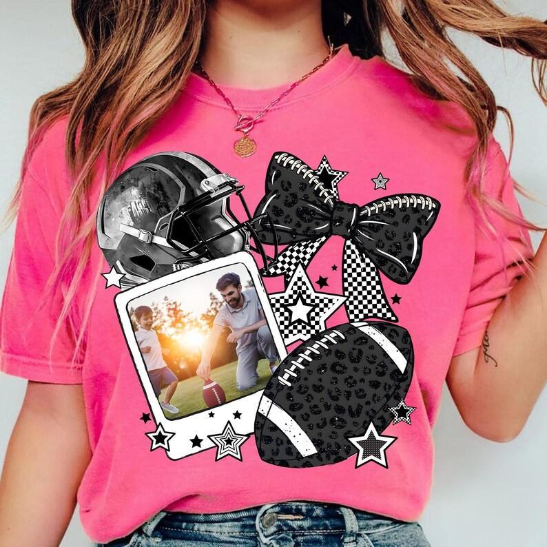 Customized Black And White Campus Football Photo Sweatshirt To Record Wonderful Moments