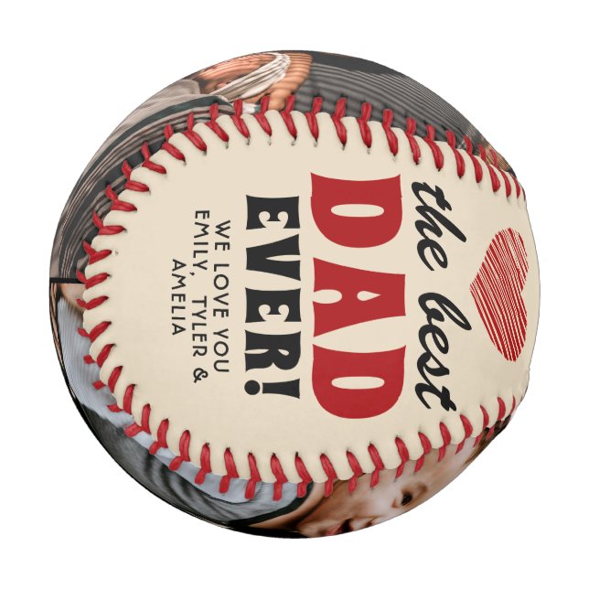 Best Dad Ever Red Heart Father`s Day 2 Photo Baseball