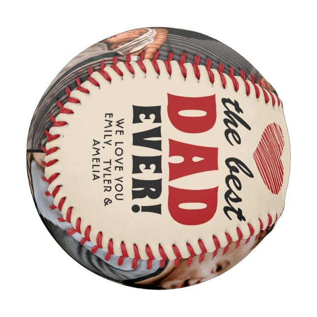 Best Dad Ever Red Heart Father`s Day 2 Photo Baseball