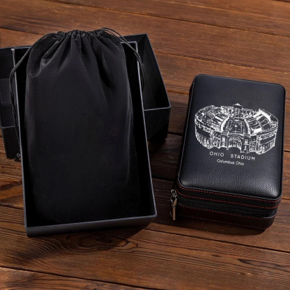 Personalized Ohio Stadium Portable Cigar Humidor Case, The Perfect Christmas Gift For Men's Cigar Lovers.