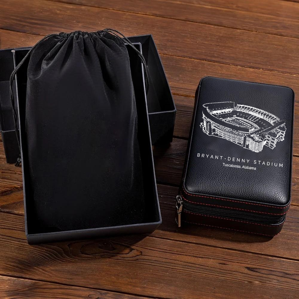 Personalized Bryant-Denny Stadium Portable Cigar Humidor Case, The Perfect Christmas Gift For Men's Cigar Lovers.