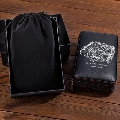 Personalized Michigan Stadium Portable Cigar Humidor Case, The Perfect Christmas Gift For Men's Cigar Lovers.
