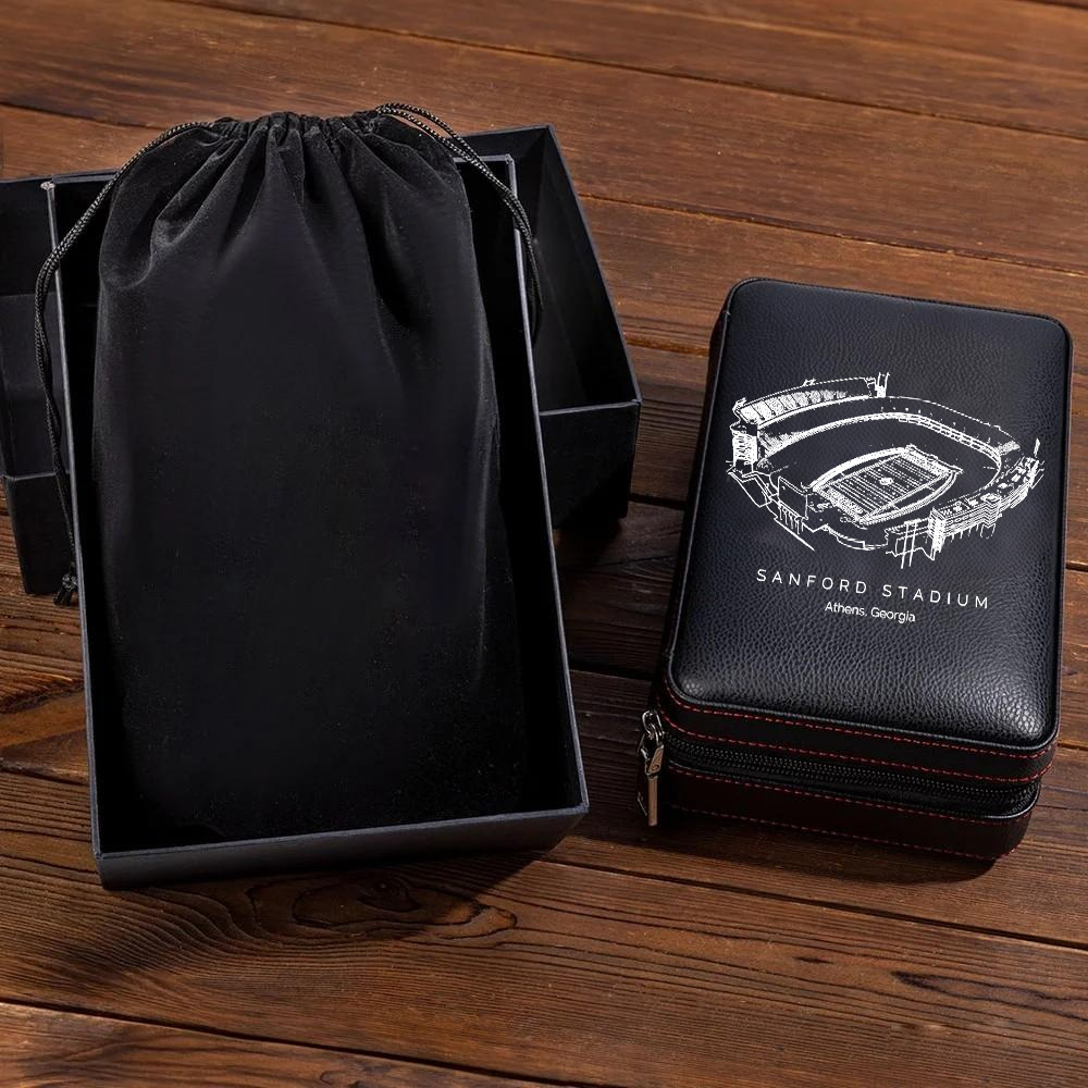 Personalized Sanford Stadium Portable Cigar Humidor Case, The Perfect Christmas Gift For Men's Cigar Lovers.