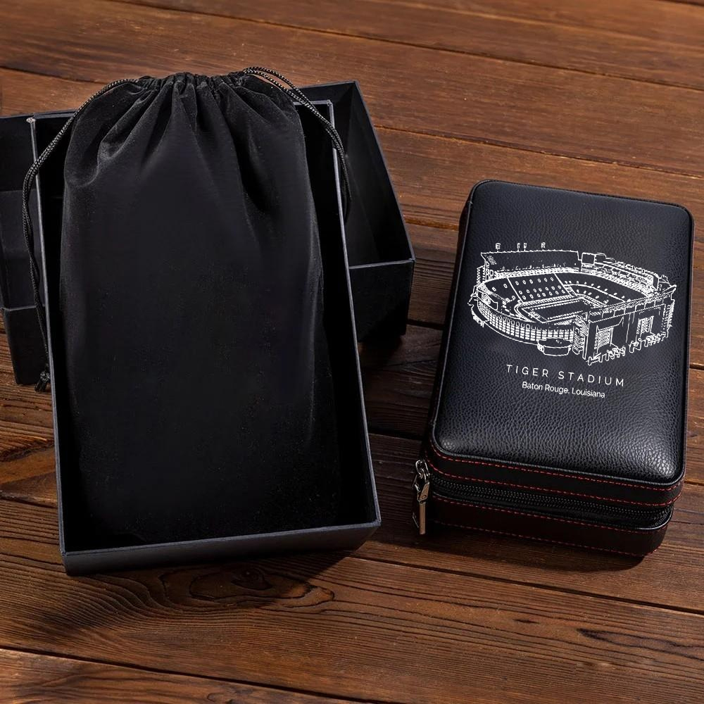 Personalized Tiger Stadium Portable Cigar Humidor Case, The Perfect Christmas Gift For Men's Cigar Lovers.