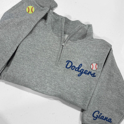 Custom Embroidered Vintage Zipper Hoodie With Sports Icon
