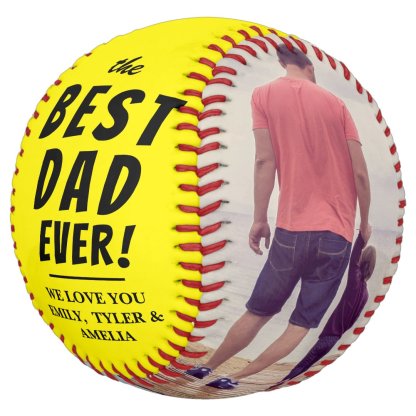Yellow Best Dad Ever 2 Photo Collage Softball