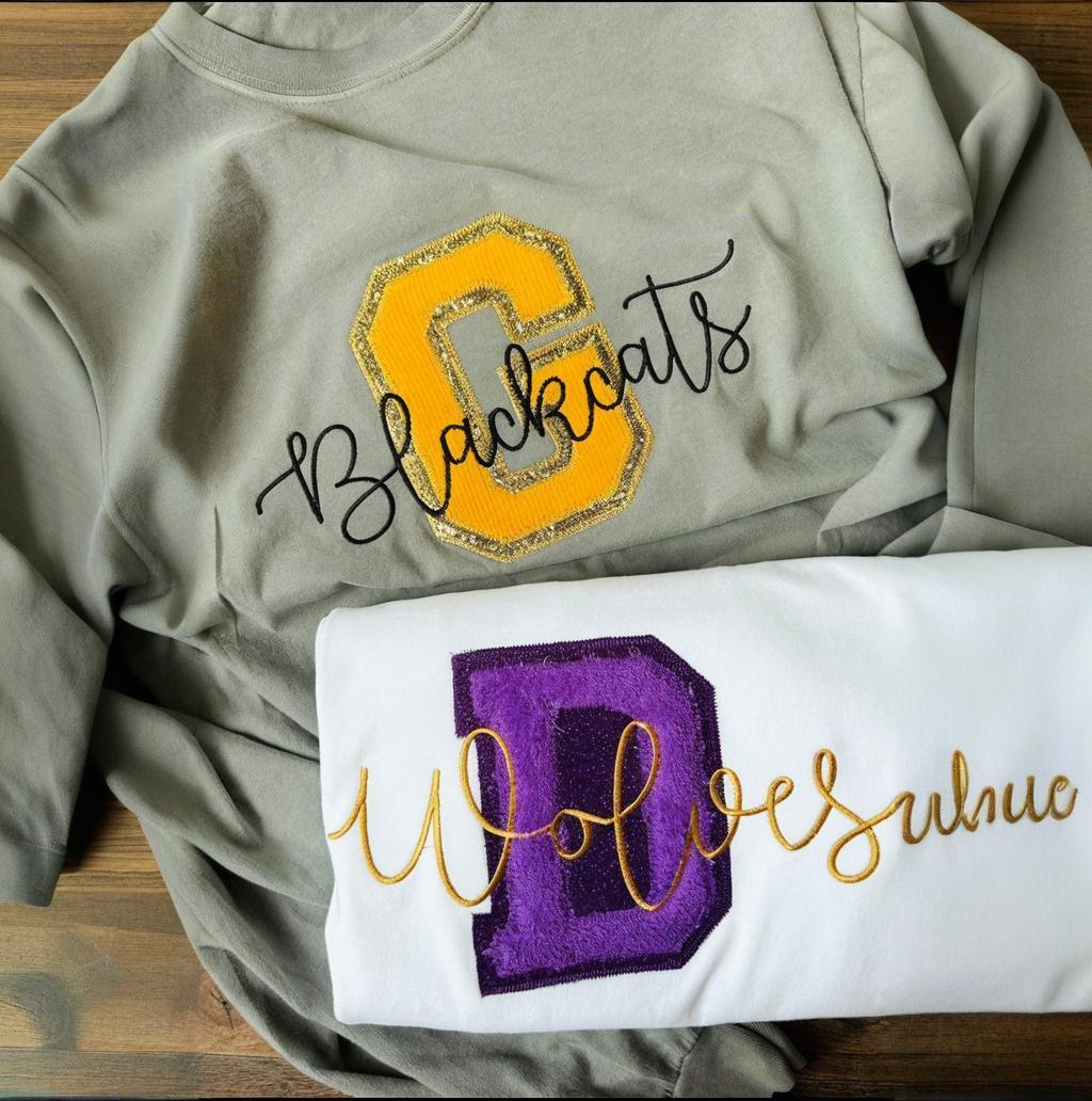 Single Letter Custom Patch App Spirit Tees With Mascot - Completely Customizable