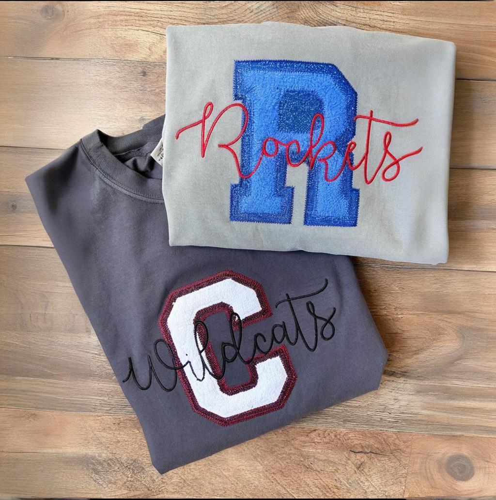 Single Letter Custom Patch App Spirit Tees With Mascot - Completely Customizable