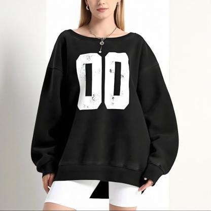 Women's Sports Number Off-The-Shoulder Pullover Sweatshirt