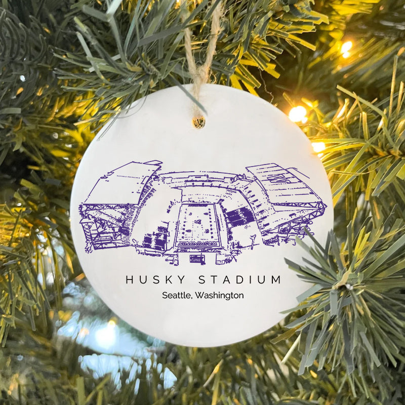 Husky Stadium College Football Ceramic Christmas Ornament
