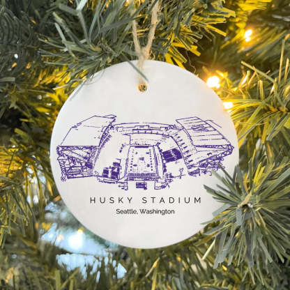 Husky Stadium College Football Ceramic Christmas Ornament