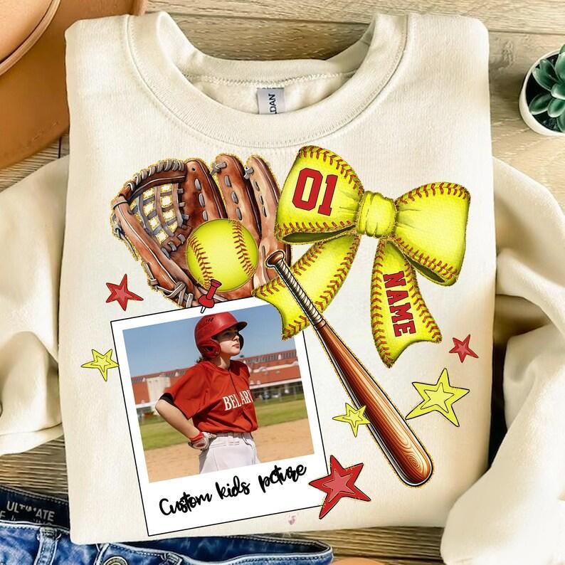 Custom Softball Moment Sports T-Shirts With Photo, Name And Number
