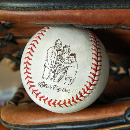 Custom Photo Better Together Family – Custom Engraved Baseball, Unique Gift For Dad, Mom Keepsake