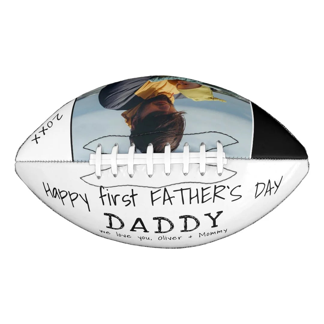 Happy first Father`s Day Daddy Dad Photo Football