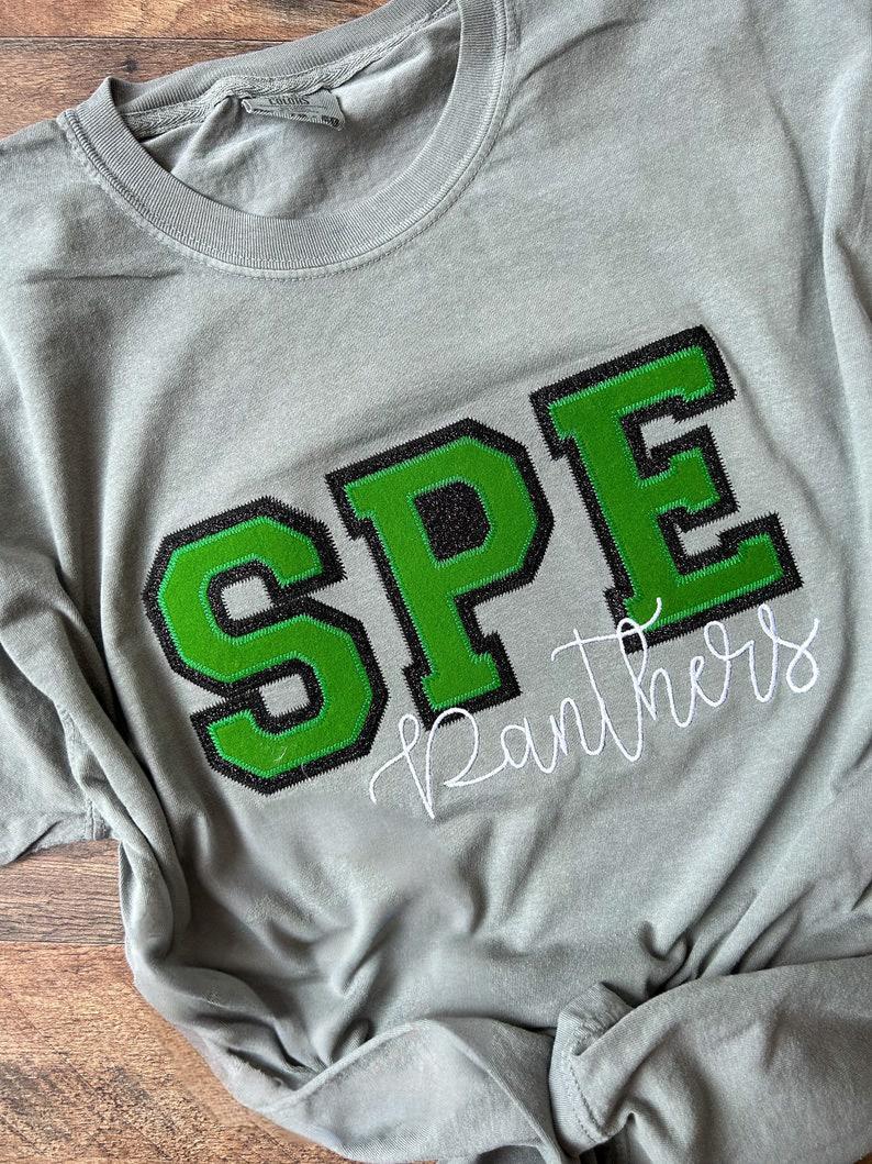 Customized Glitter Campus Team Lettering Embroidered Sweatshirt